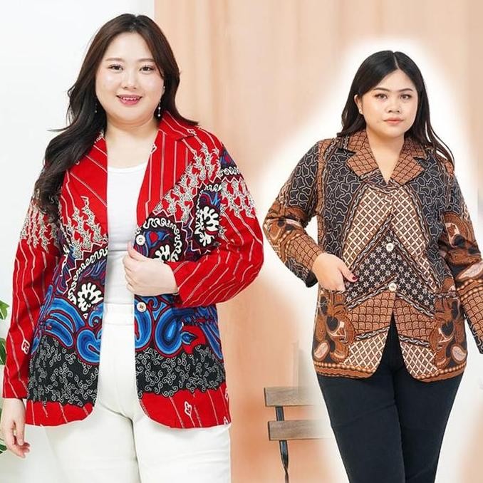 Promo Blazer Batik Jumbo Baju Atasan Wanita Big Size vol58 COD