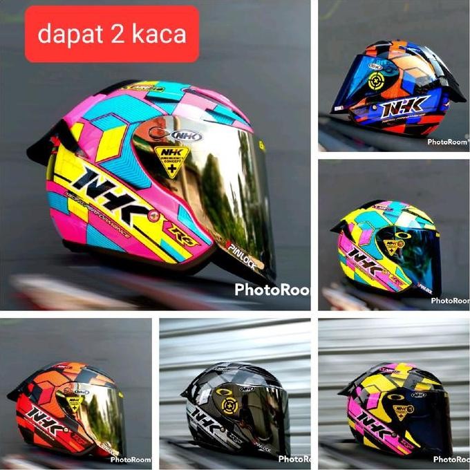 '' HELM NHK R6 MOTIF CUBE, PAKET GANTENG VENOM VISOR PNP WITH SPOILER DAPAT 2 KACA Helmet ''