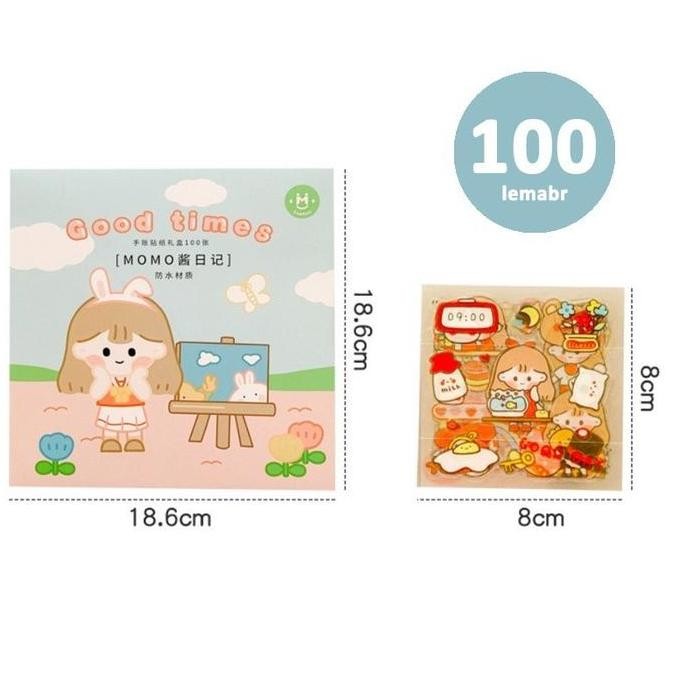 DF387>> Stiker Cute Sticker Momo lucu 1 box isi 100 pcs