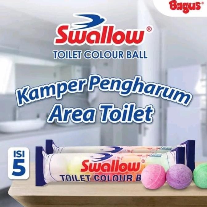 Kamper Swallow Toilet Colour Ball. Kapur Barus Kamar Mandi - 5 Pcs
