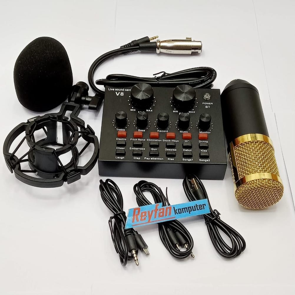 Special - Alat Live Streaming Tiktok Youtube Sound card V8 Mixer Dan Mic BM 800 SoundCard V8 MIXER A