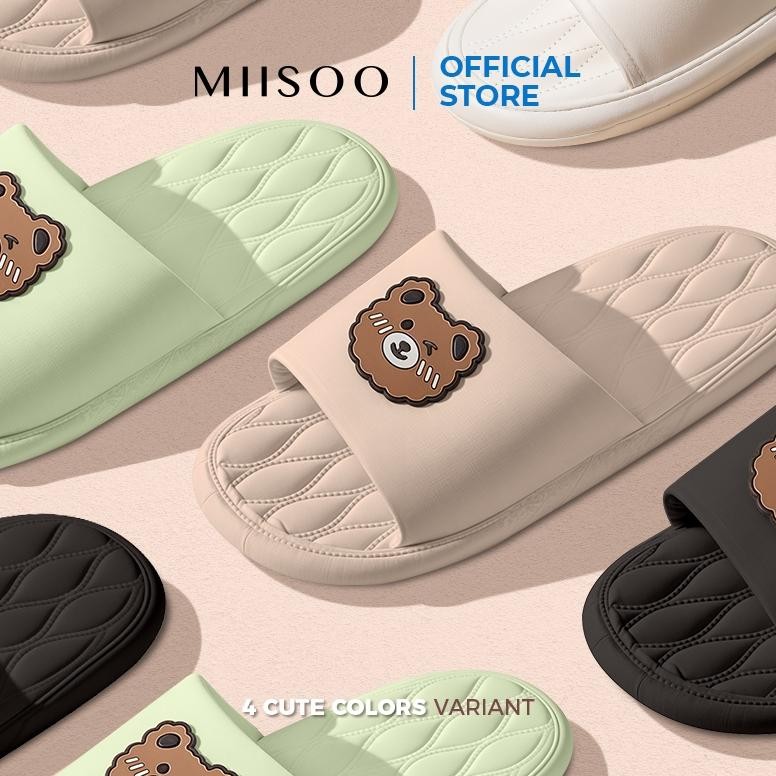 Salt Miisoo Sandal Beruang Sandal Slop Wanita Karet Motif Beruang Sandal Slip Karet Sandal Rumah-Liv