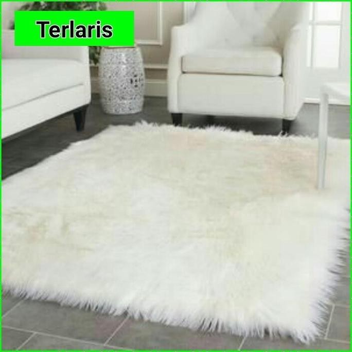 Karpet bulu putih lembut / foto bulu dekorasi ruangan Kamar Tidur