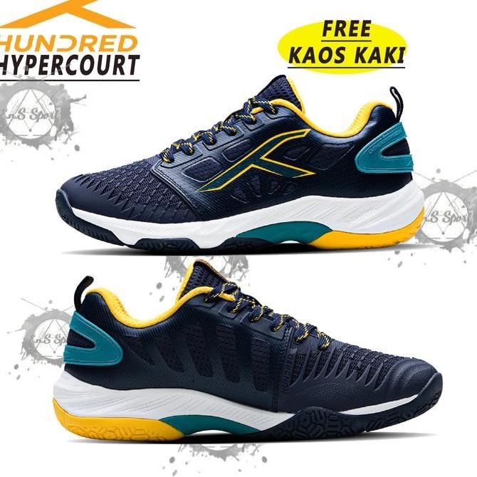 Sepatu Badminton Hundred Hypercourt Original Free Kaos Kaki - Hundred Hypercourt Original