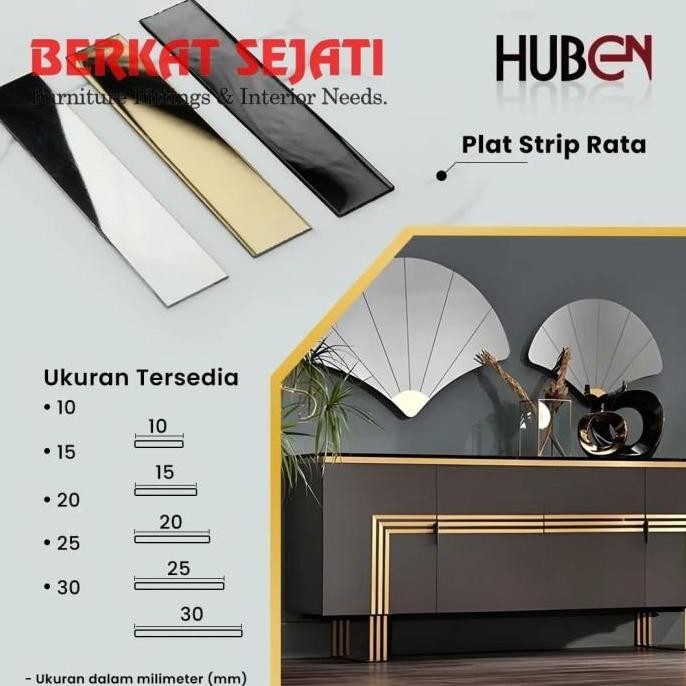 List Plat Strip Gold Mirror 10 Cm 100Mm Profil Rata Stainless Steel 3M