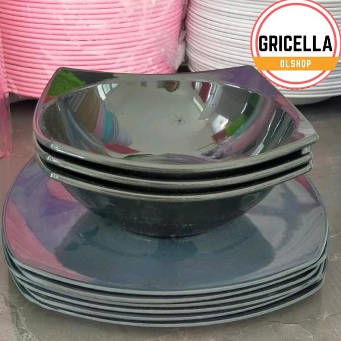 1 Set Peralatan Makan Isi 1Lusin Piring Mangkok Dan Gelas Bahan Melamin Merk Singa Singi Sni Terlari