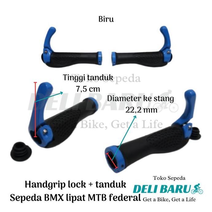 Wim- Hand Grip + Tanduk Sarung Stang Lock Hamfat Hanpad Sepeda Bmx Mtb Federal Lipat Mini Fixie Mini
