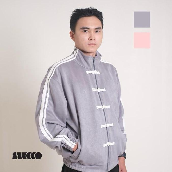 STUCCO XING O Track Jacket Oversize | Premium Suede| Pria / wanita | Dusty Blue