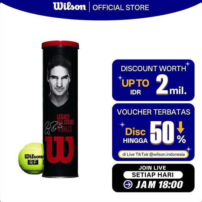 [BUY 1 GET 3 CANS] Wilson RF Roger Federer Legacy Tennis Ball Bola Tenis 4-Ball Metal Can Tennis Bal