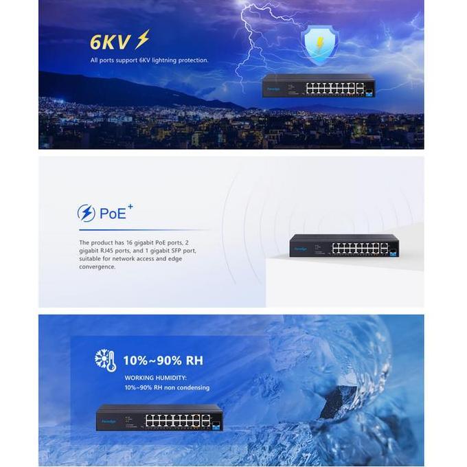 Foredge AI8016M Switch 16 Port AI PoE IP Camera With SFP Unmanaged Hub