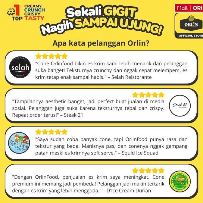 Snack- Orlin Paket Usaha Mini Ffle Cone Ice Cream 100Pcs+Ember/Box Campina