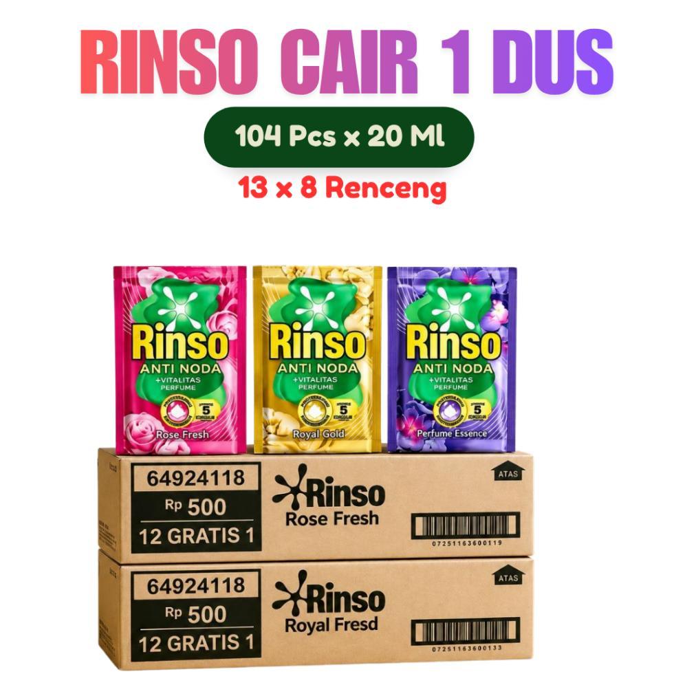 Promo Rinso Cair 1 Dus / Rinso Renceng 1 Dus 20 Ml Isi 104 Sachet Anti Noda