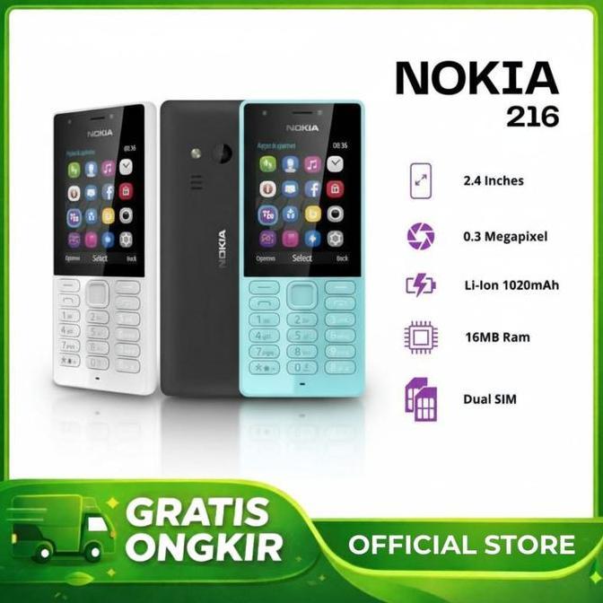HP Nokia 216 Dual SIM Murah Original Feature Phone Baterai Tahan Lama