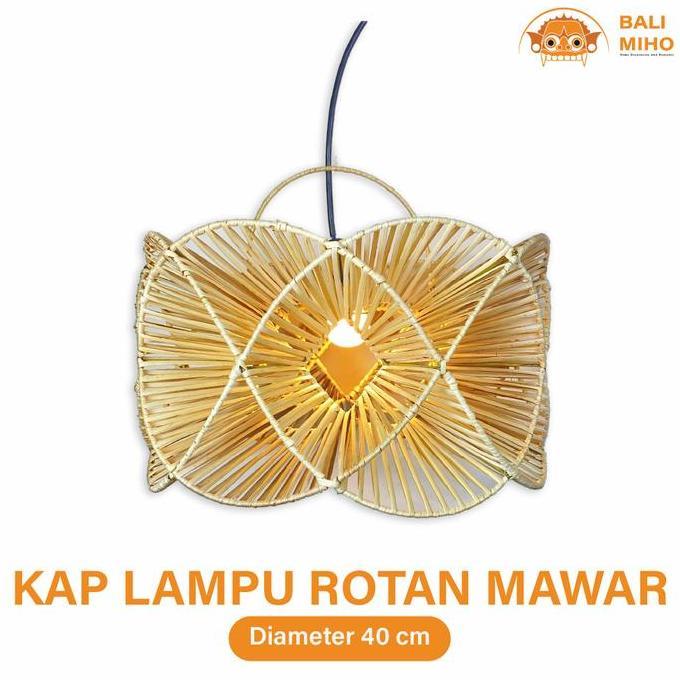 ___] Kap Lampu Rotan Motif Mawar - Lampu Rotan - Kap Lampu Hias