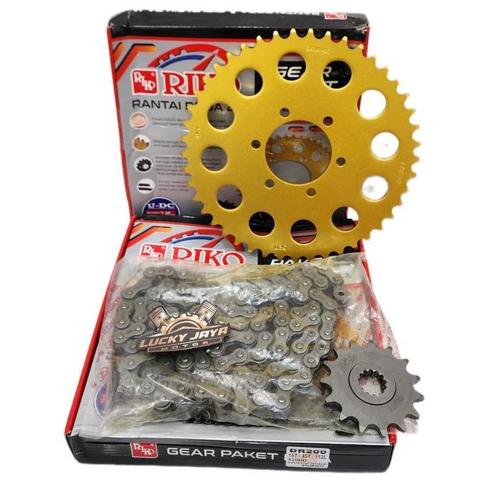 GEARSET GIRSET CHAINKIT GEAR GIR SET RANTAI SUZUKI DR 200 DR200 RIKO