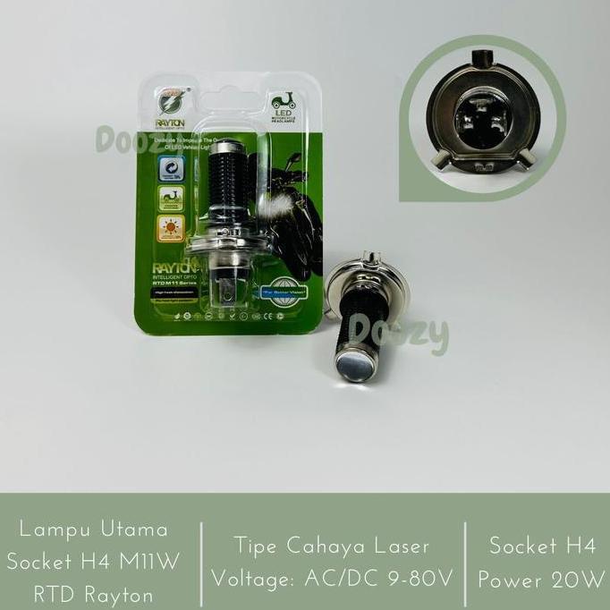 DE106 - RTD RAYTON M11W Lampu Utama Soket H4 Bisa AC DC Cahaya Laser LED
