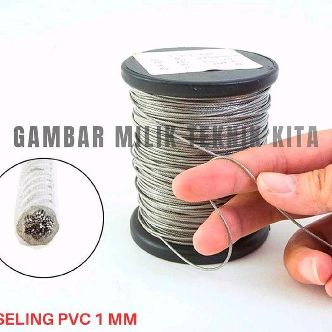 Ready Tali kawat seling pvc 1 mm lapis plastik 1 roll 1000 meter Non Cod