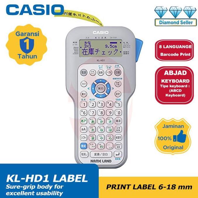 Label Mesin Casio KL-HD1 PRINTING LABEL Cetak Nama Barcode Portable