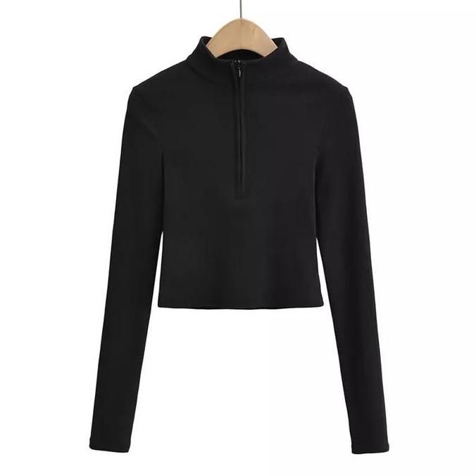 Chuby- Glamstudio - Elia Zipper Crop Top Zipper Long Sleve ( Ctls 008  Zipper )
