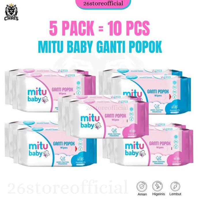 [6 PACK = 12 PCS] MITU Baby Tissue Basah Baby Wipes Ganti Popok Tisu Bayi Biru