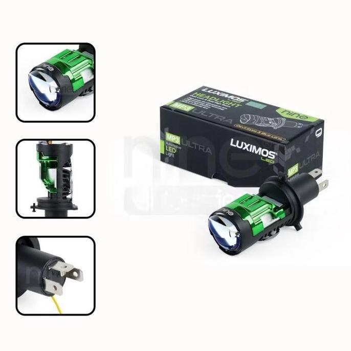 Lampu Depan Projie Biled H4 50W Motor Mobil Laser Cut Off Super Terang Mp3 Ultra Luximosled Nine9 De
