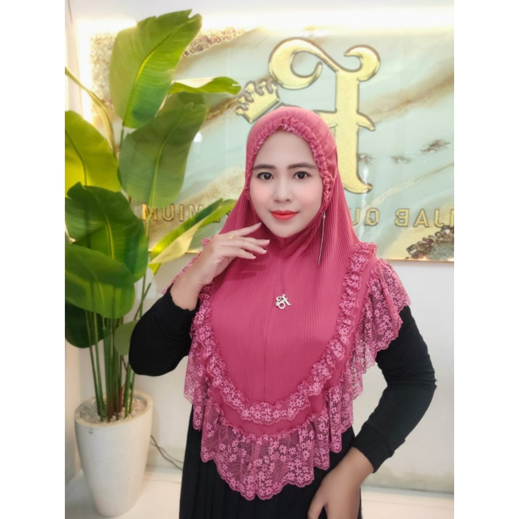 Jilbab Instan Fo Alena Kerut Dahi Jersey Renda