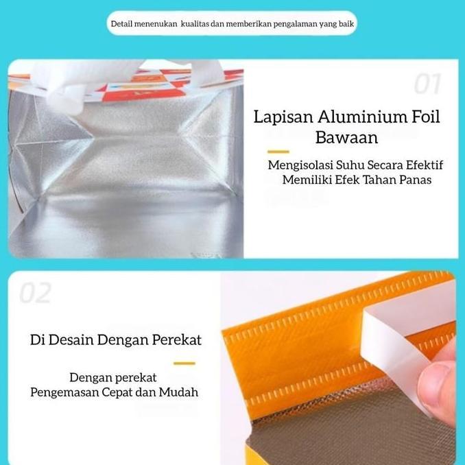 Yuhu- (Paket 50Pcs) Tas Thermal Cooler Bag / Cooler Bag Aluminium Foil Thermal / Tas Bekal Makanan A