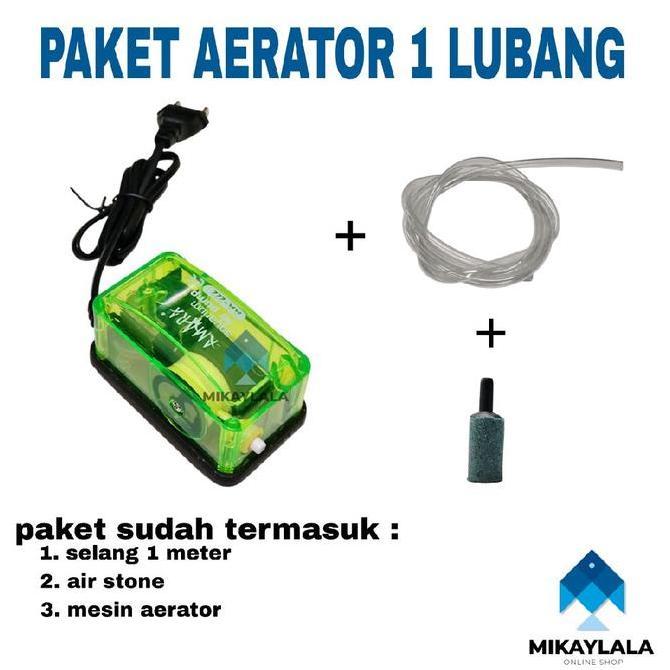 PAKET MESIN AERATOR 1 LUBANG LENGKAP SELANG DAN BATU AQUARIUM