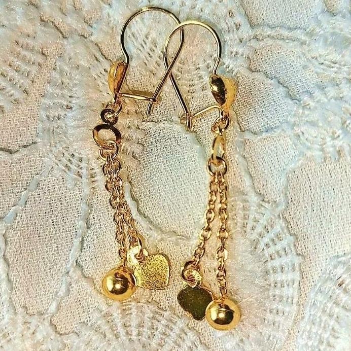 Anting Rantai Bulat Hati Emas Muda 1 Gram