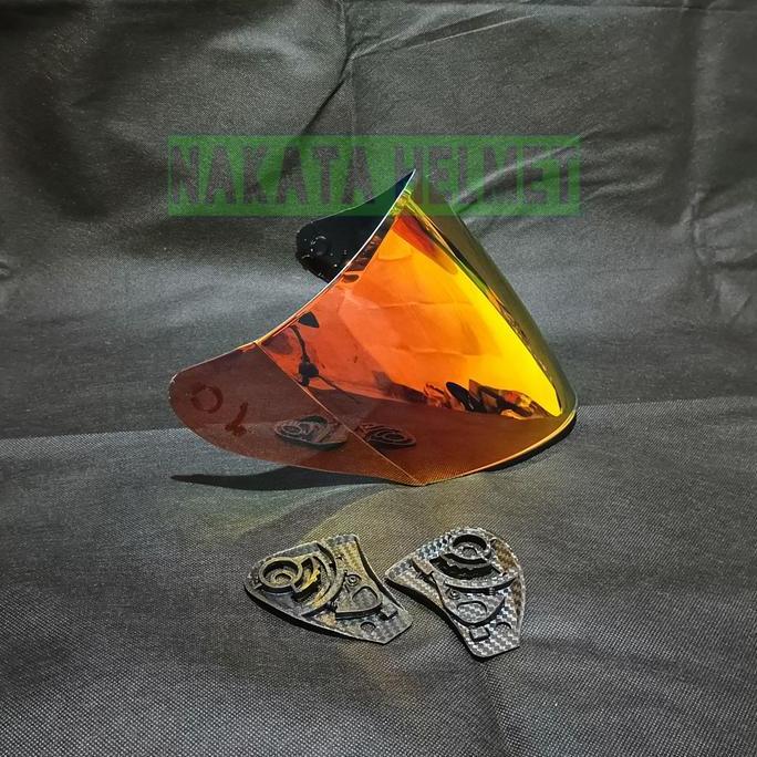 Metz- Kaca Helm R-Six X Pro Flat Visor Helmet R Six Xpro Hitam Red Gold Blue Bening