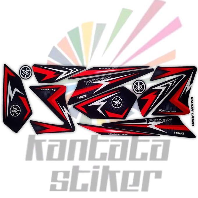 Stiker Striping Motor Vixion Old Variasi (Hitam-Merah)