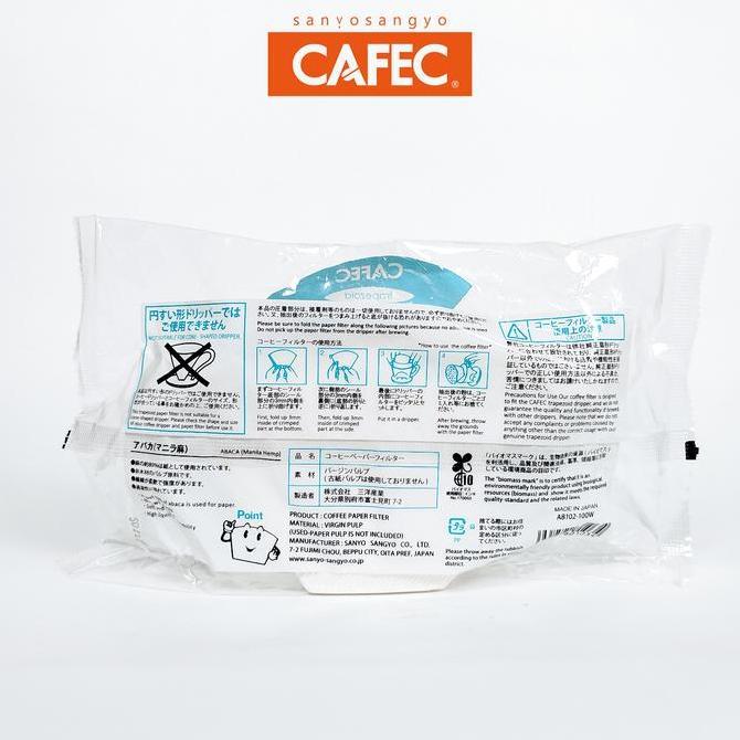 CAFEC AB-102 abaca Coffee filter saringan kopi Trapesium 102 isi 100pcs