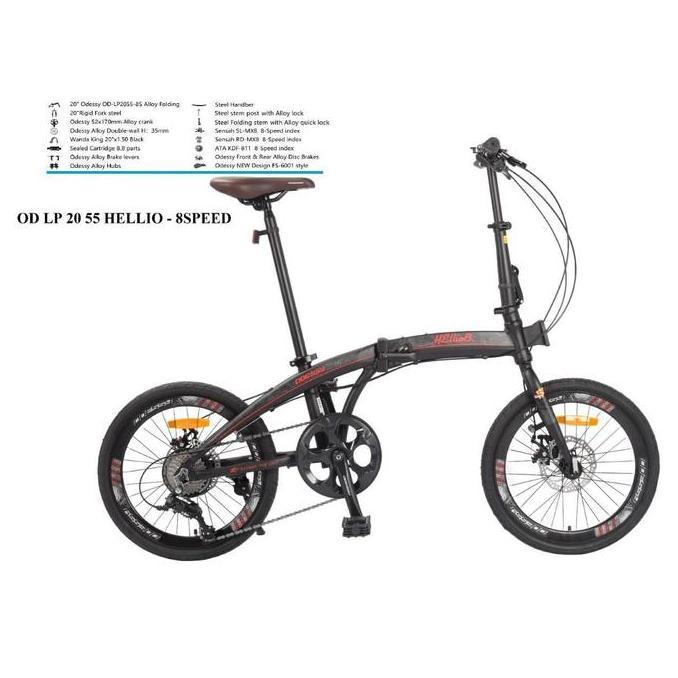 Promo Sepeda Lipat / Folding Bike Odessy HELLIO 8 speed Diskon
