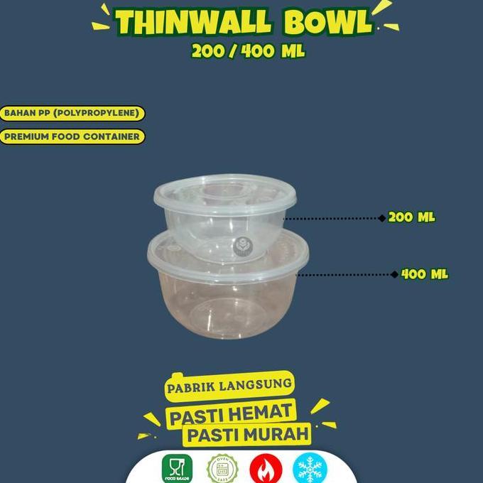 [25 Set] Thinwall Bowl 200 ml / Cup Puding Tebal / Thinwall Cup 200 Ml / Thinwall Bulat / Cup Puding