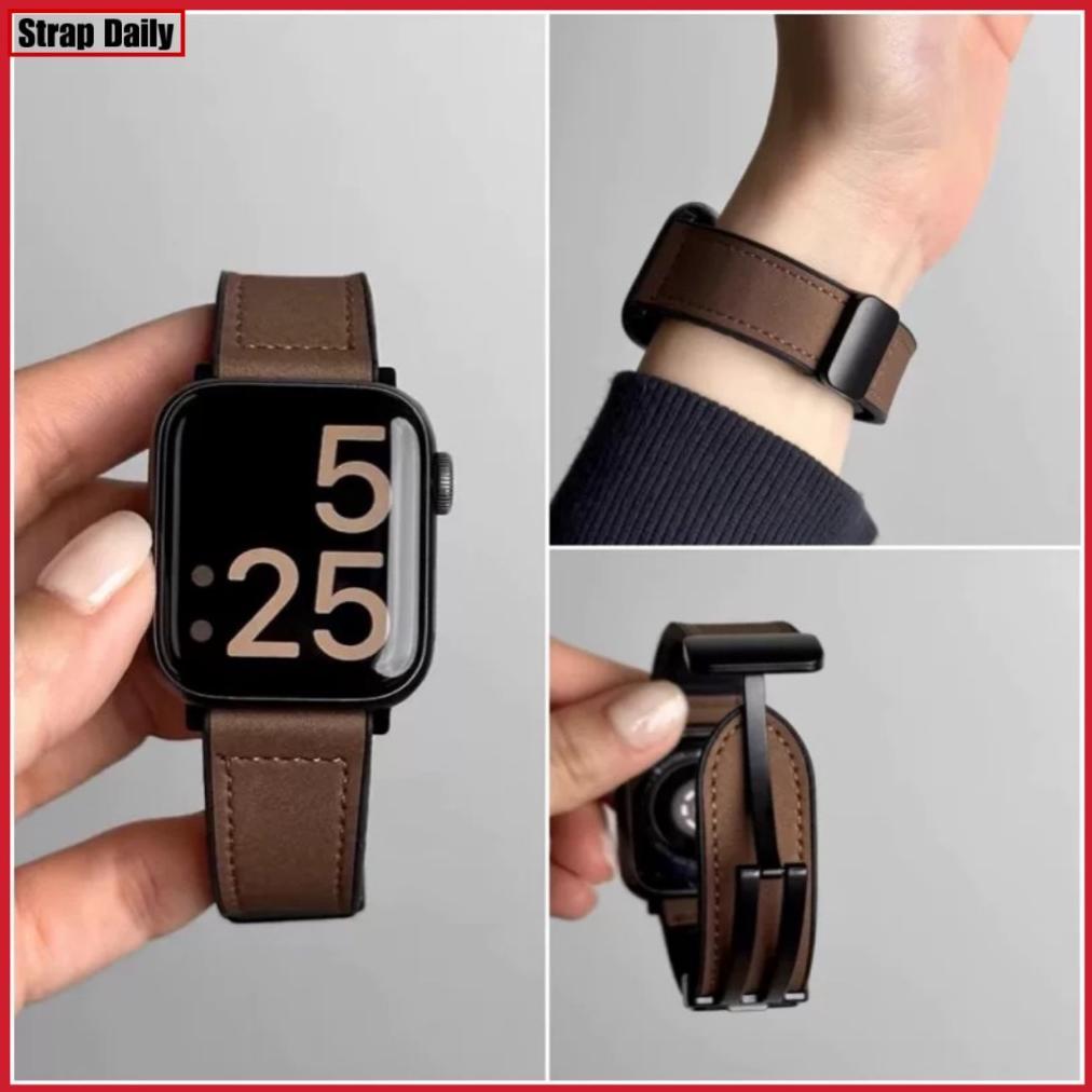 Eksklusif Silicone Leather Strap For Apple Watch Se Ultra 3 2 49Mm Iwatch Series 11 10 9 8 7 6 5 46M