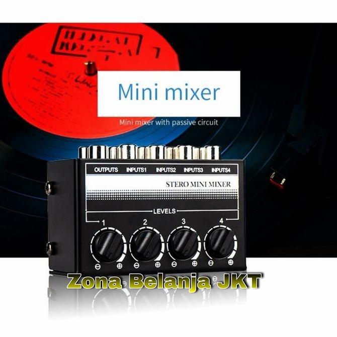 Promo Mini Audio Mixer Stereo Amplifier 4Channel RCA Input With Volume Diskon