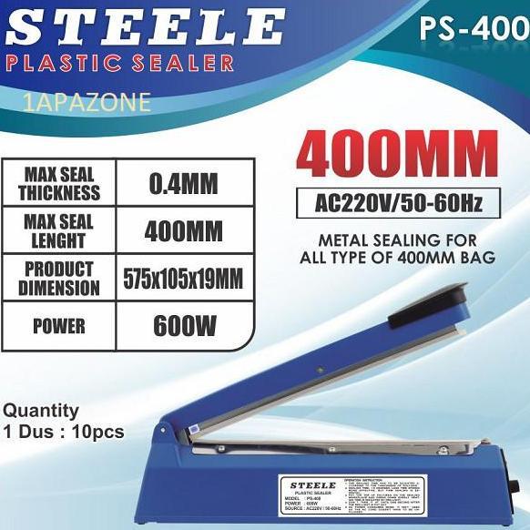 Bestseller- TTS STEELE Alat Pres Plastik 40cm PP/PE 220V AC 600W PFS-400 I Impulse Sealer Plastic 40