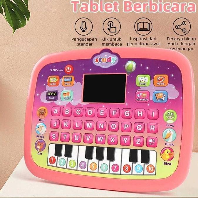 7vawaskatun - lo mainan laptop anak tablet belajar huruf edukasi anak tablet musik piano alat bantu 