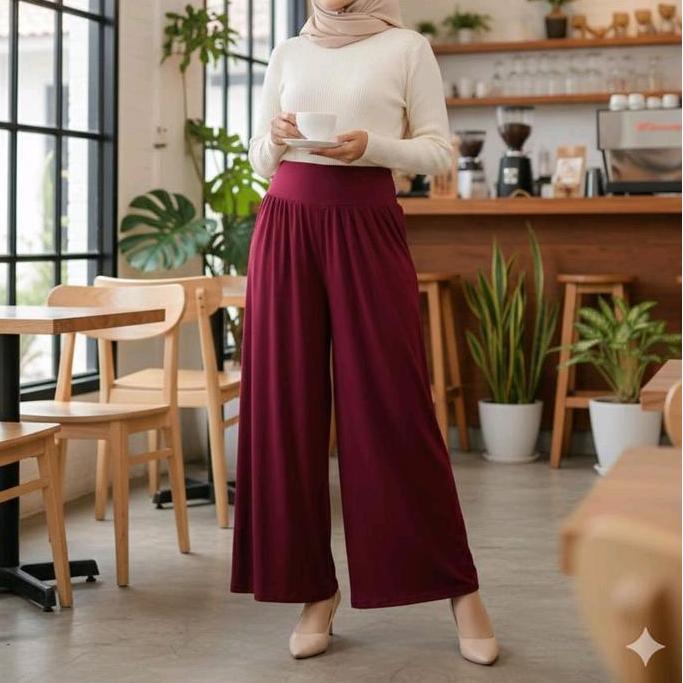 Camisa - Celana Kulot Wanita Panjang - Kulot Rempel Jumbo - Kulot Rempel Jersey Variasi Melar Santai