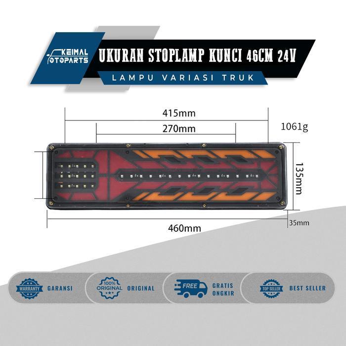 STOPLAMP MOBIL TRUK VARIASI 24 VOLT MODEL KUNCI 1 SET LAMPU STOP REM BELAKANG KIRI & KANAN ORIGINAL 