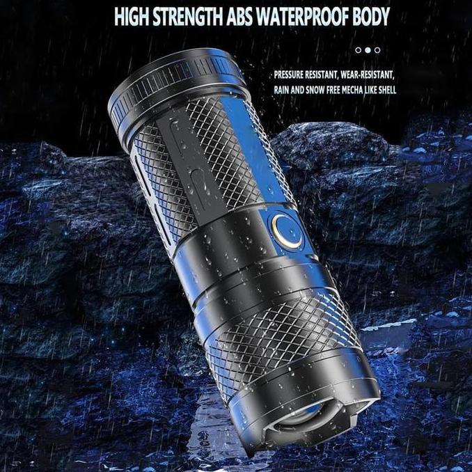 Dandimstoree - Senter Led Laser / Senter Swat Police Rechargeable / Senter Cas Usb Lampu Merah Plast