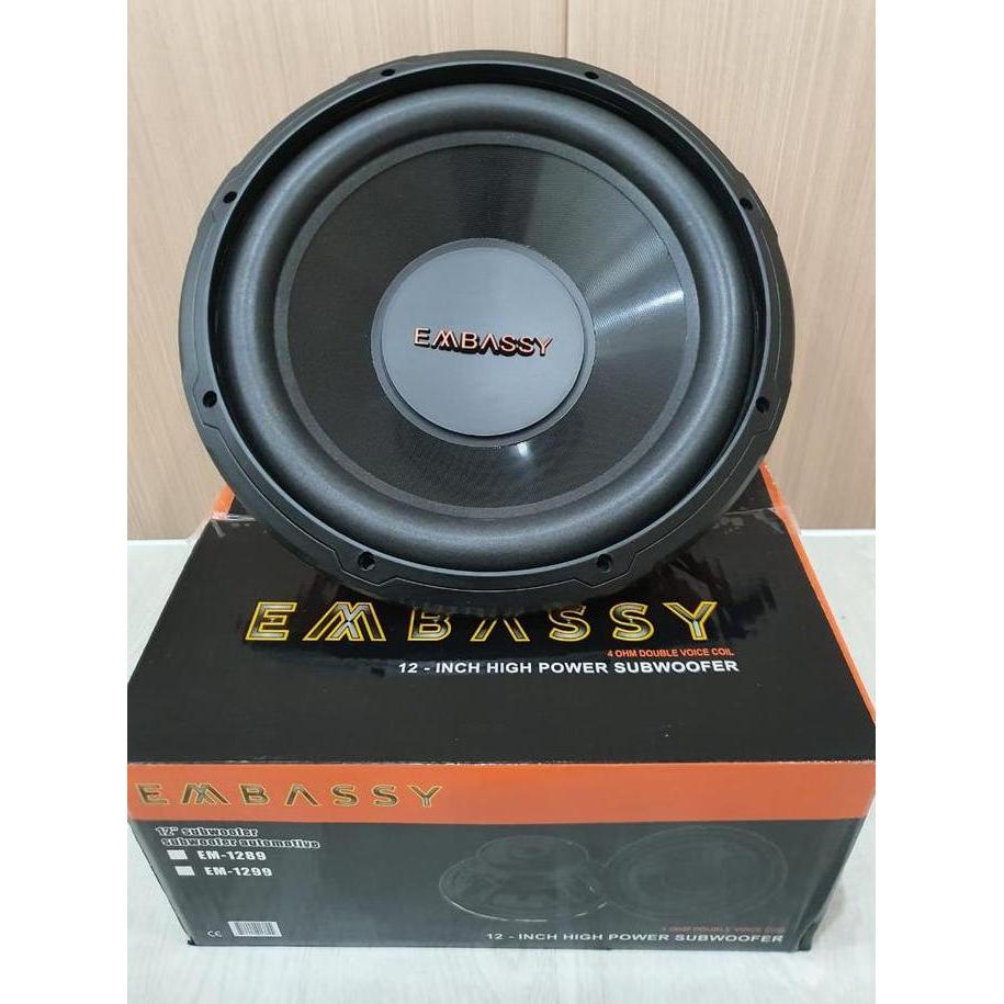 Tron- Embassy Subwoofer Em-1289 Double Coil Speaker Audio Mobil 12-Inch Hh Power Subwoofer Dengan Ba