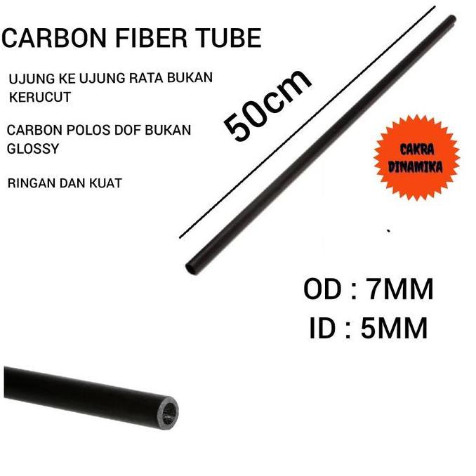 PIPA CARBON 7MM X 5MM X 50CM CARBON TUBE CARBON HOLO TEBAL DAN KUAT XX27