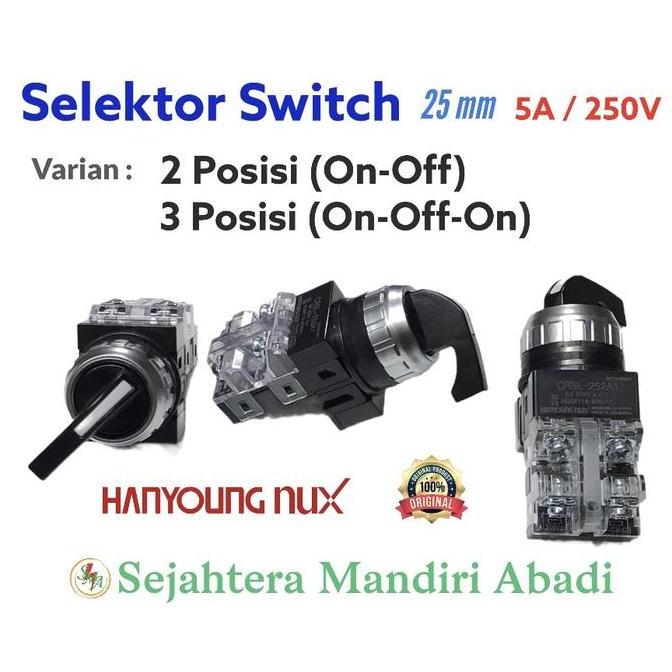 Pilihan - Selektor Switch 2 Posisi / 3 Posisi Hanyoung 25Mm