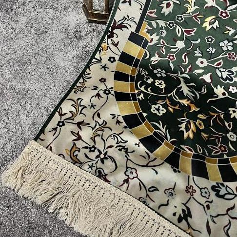 Lansungkirim- Yallahajj Sejadah Mini Motif Raudhah 50X35 Cm Sajadah Travel Rumbai