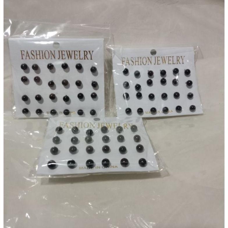 Promo Anting Giwang Mutiara Hitam Titanium 24Pcs