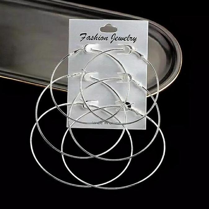 MANGONAQ ANTING HOOP BULAT BULET HOOP HIP HOP BESAR SET ANTING BULAT BESAR