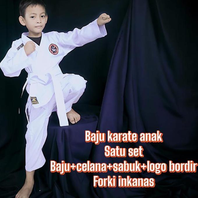 Baju Karate Anak Satu Set Logo Bordir Forki Inkanas Ready