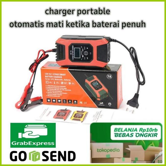 CHARGER AKI PORTABLE 12V 7A DENGAN SISTEM OTOMATIS MATI KETIKA PENUH HARGA KHUSUS
