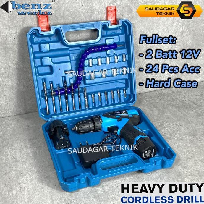 Bor Cordless Drill Benz 18V 12V Mesin Bor Batre Benz 12 V 18 V